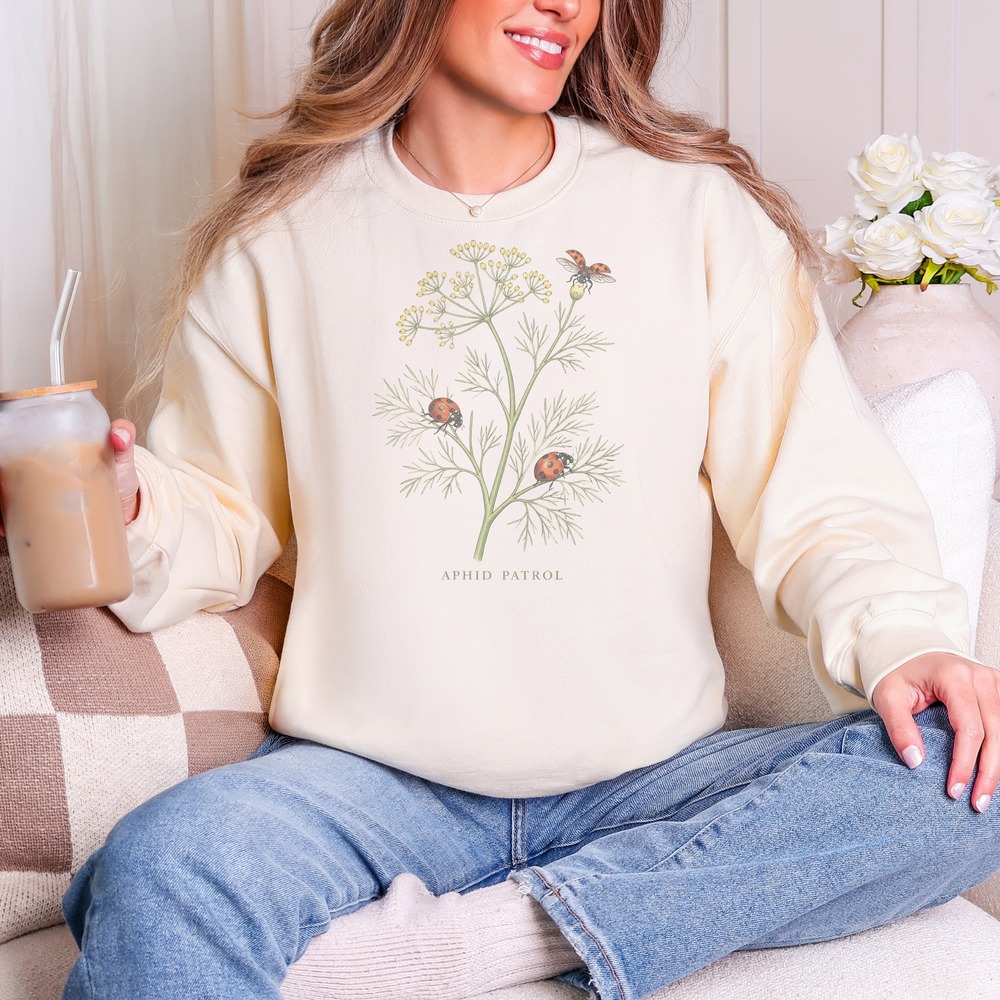 Aphid Patrol Ladybird Beetles on Fennel Sweatshirt